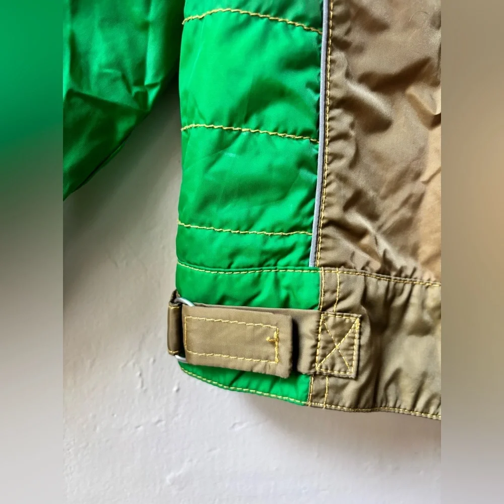 Oilily Kids Jacket Green and Brown Vintage Moto Racing Style Jacket w Patches